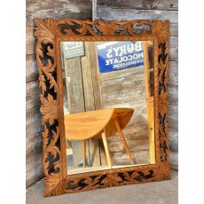 Vintage 20th Century Intricately Carved Oak Wall Mirror