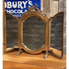Antique 19th Century Triple Giltwood Folding Mirror
