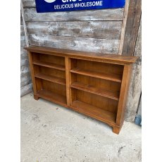 Antique Circa 1900 Solid Oak Low & Wide Bookcase
