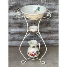 Vintage 1950's Metal & Pottery Washstand