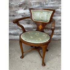 Fabulous Edwardian Inlaid & Upholstered Armchair