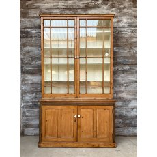 Charming Antique Victorian Waxed Pine Glazed Dresser