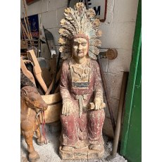 Hand Carved Figure Of A Strapping Native American Chap