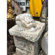 Reclaimed Carved Marble Creature Grotesque Pillar Caps