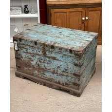 Lovely Vintage Rustic Painted Teak Blanket Box