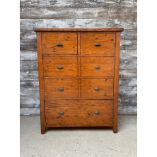 Vintage Stained Pine Large Chest Of Drawers