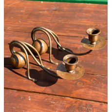 Beautiful Art Nouveau Brass & Copper German Candle Holder Pair