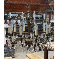Beautiful Antique Large Gilded Bronze Chandelier c1920