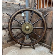 Beautiful Antique Brass & Hardwood Ships Wheel
