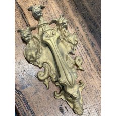 Vintage Gothic Painted Brass Large Door Knocker Vintage Gothic Painted Brass Large Door Knocker