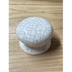 White Crackled Ceramic Cupboard Knobs - Large