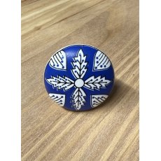 Blue Floral Round Ceramic Knob