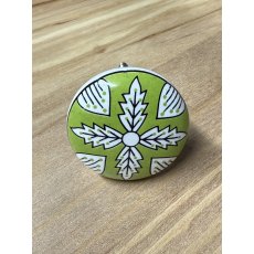Green Floral Round Ceramic Knob