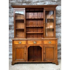 Antique Solid English Oak Glazed Dresser