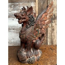 Antique Finely Carved Hardwood Indonesian Dragon Figure