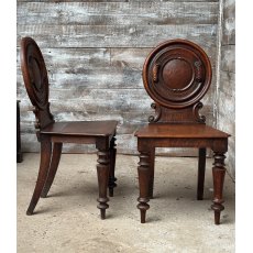 Antique 19th Century English Oak Hall Chairs