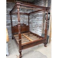 Impressive Large Carved Hardwood Four Poster Bed
