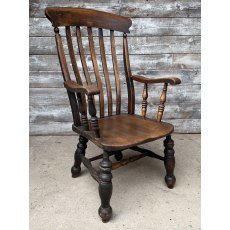 Antique Ash & Elm Victorian Grandfather Chair Antique Ash & Elm Victorian Grandfather Chair