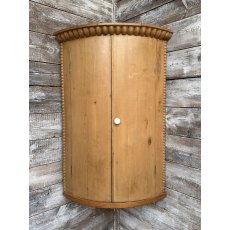 Antique Stripped Pine Bowfronted Hanging Corner Cupboard