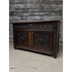 Vintage Gothic Carved Oak Sideboard With Greenmen