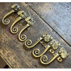 Antique Patinated Brass Monkey Tail Window Latches