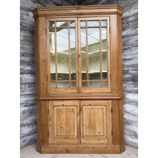 Large Antique Waxed Pine Corner Cupboard Large Antique Waxed Pine Corner Cupboard