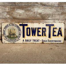 Rare Antique Tower Tea Enamel Sign "A Daily Treat" Rare Antique Tower Tea Enamel Sign "A Daily Treat"