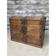Unusual 18th Century Iron Banded Chest Unusual 18th Century Iron Banded Chest