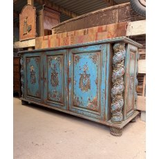 Massive Vintage Indian Carved Hardwood Sideboard Massive Vintage Indian Carved Hardwood Sideboard