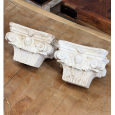 Pair Of 18thC Finely Carved Marble Capitals Pair Of 18thC Finely Carved Marble Capitals