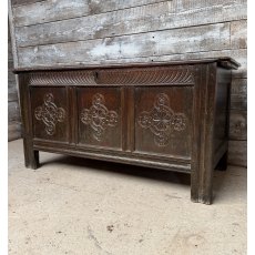 Antique Carved 18thC English Oak Coffer Antique Carved 18thC English Oak Coffer