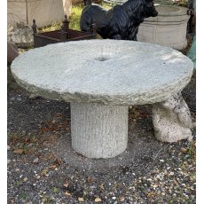 Large Carved Granite Millstone Table