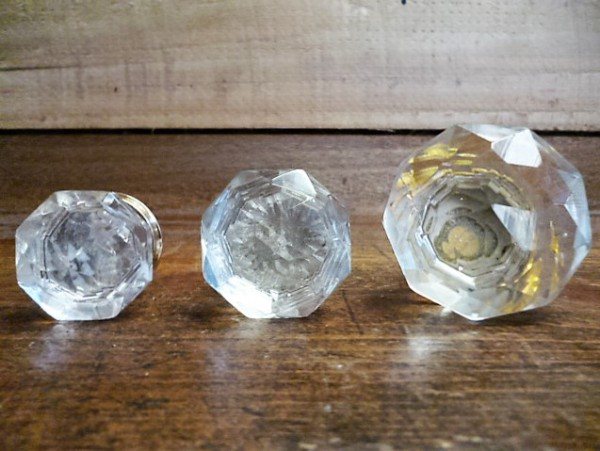 Wells Reclamation Glass Cupboard Knobs (Brass Collar)