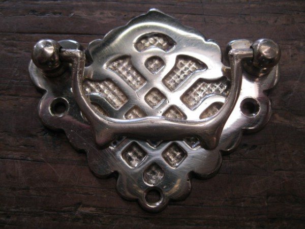 Wells Reclamation Brass Plate Handle (Pierced Lattice)