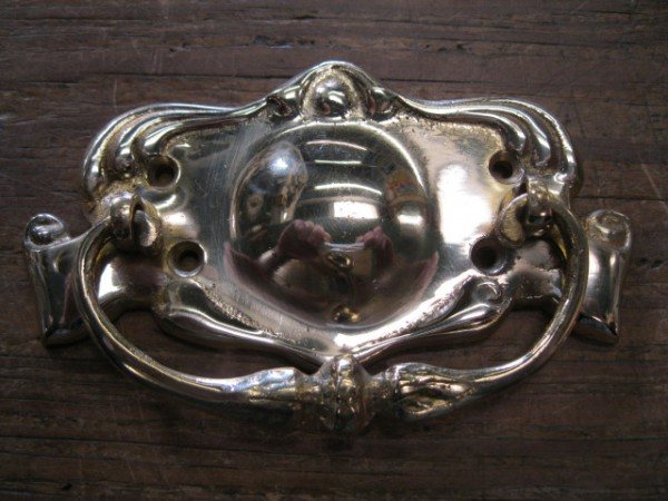 Wells Reclamation Brass Plate Handle (Scroll)