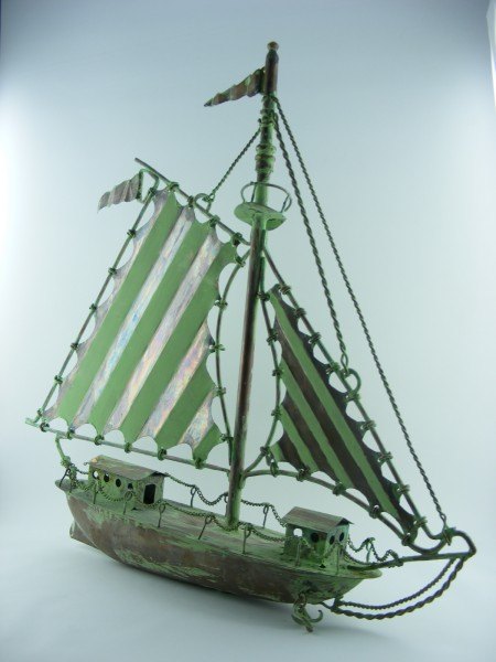 Wells Reclamation Stripy Sailboat Weathervane