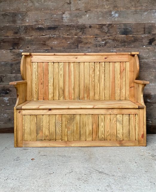 Wells Reclamation Polished Pine Settle