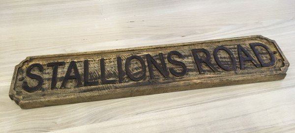 Wells Reclamation Wooden Sign (Stallions Road)