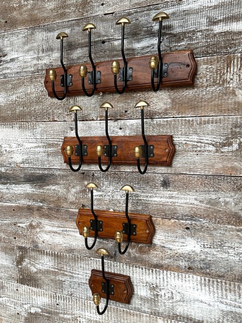 Wells Reclamation Brass Mounted Hat & Coat Hooks