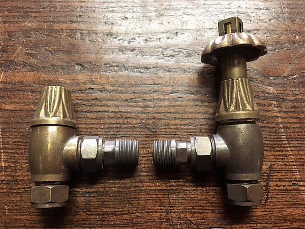 Wells Reclamation Thermostatic Radiator Valves (Antique Brass)