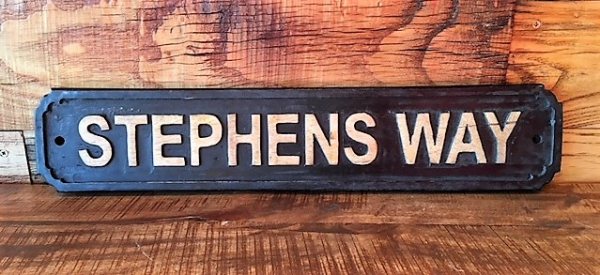 Wells Reclamation Wooden Sign (Stephens Way)
