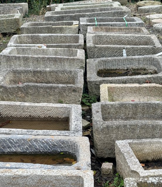 Wells Reclamation Hand Carved Natural Stone Horse Troughs