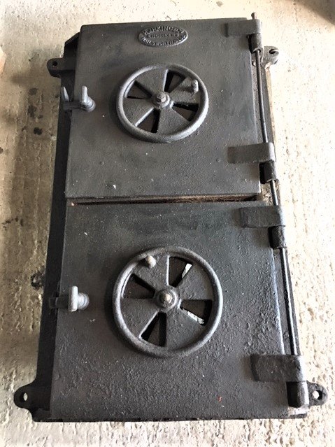 Wells Reclamation Pair of Reclaimed Cast Iron Industrial Oven Doors