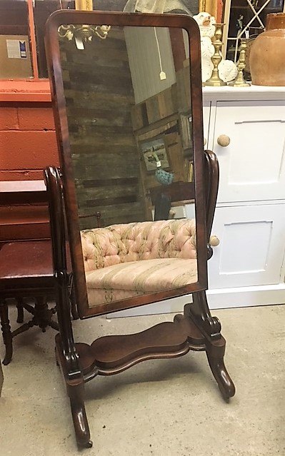 Wells Reclamation Elegant Victorian Mahogany Cheval Mirror