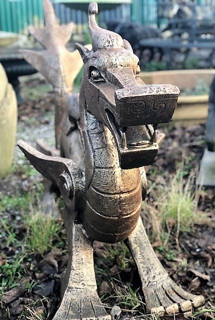 Wells Reclamation Large Cast Iron Oriental Dragon Statue