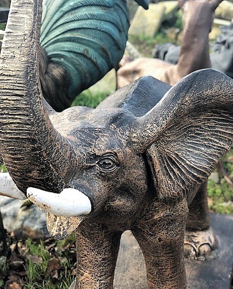 Wells Reclamation Cast Iron Elephant (Gold - Trunk Up)