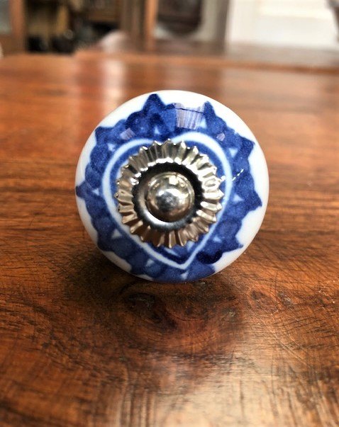 Wells Reclamation Round Ceramic Knobs (Blue Heart)