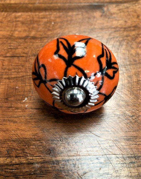 Wells Reclamation Ceramic Cupboard Knobs (Orange)