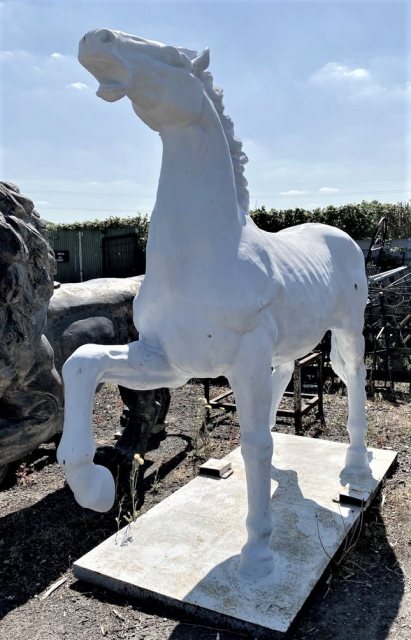 Wells Reclamation Large White Cast Iron Horse