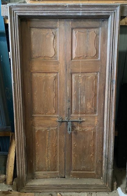 Framed reclaimed teak doors